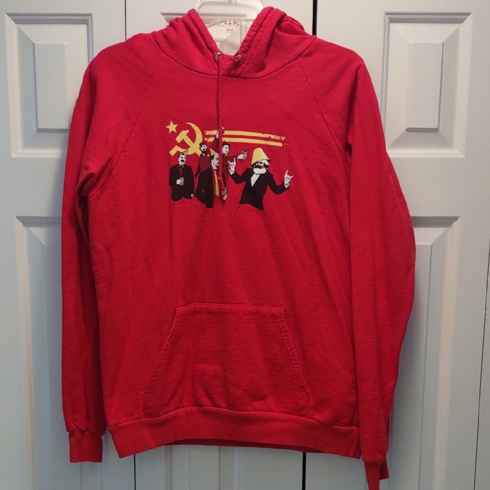 Threadless Brand Red Hoodie Hoody 2006 Communist Party Graphic Sz M